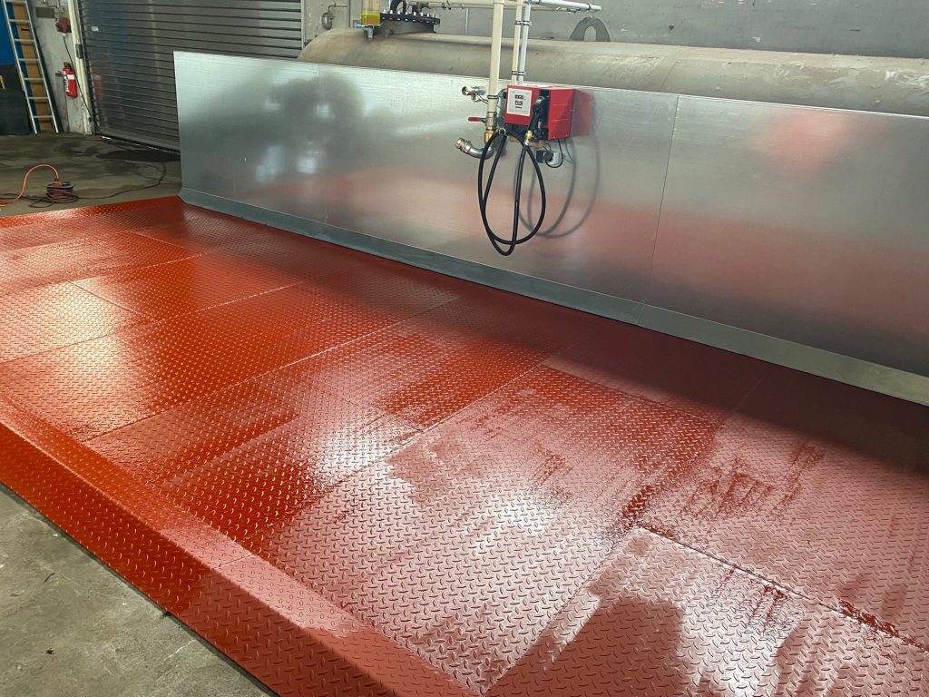 Auffangwanne rot beschichtet